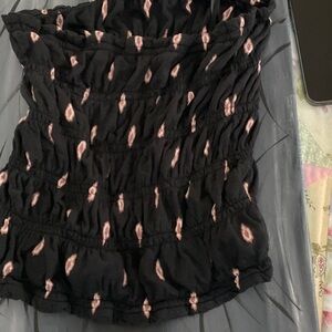 Anthropologie Black Tube Top with Pink Accents